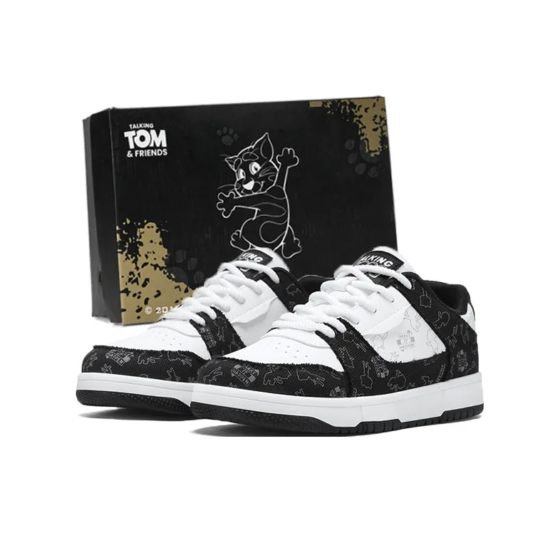 TALKING TOM Low-Top Skateboard Shoes Unisex Black White