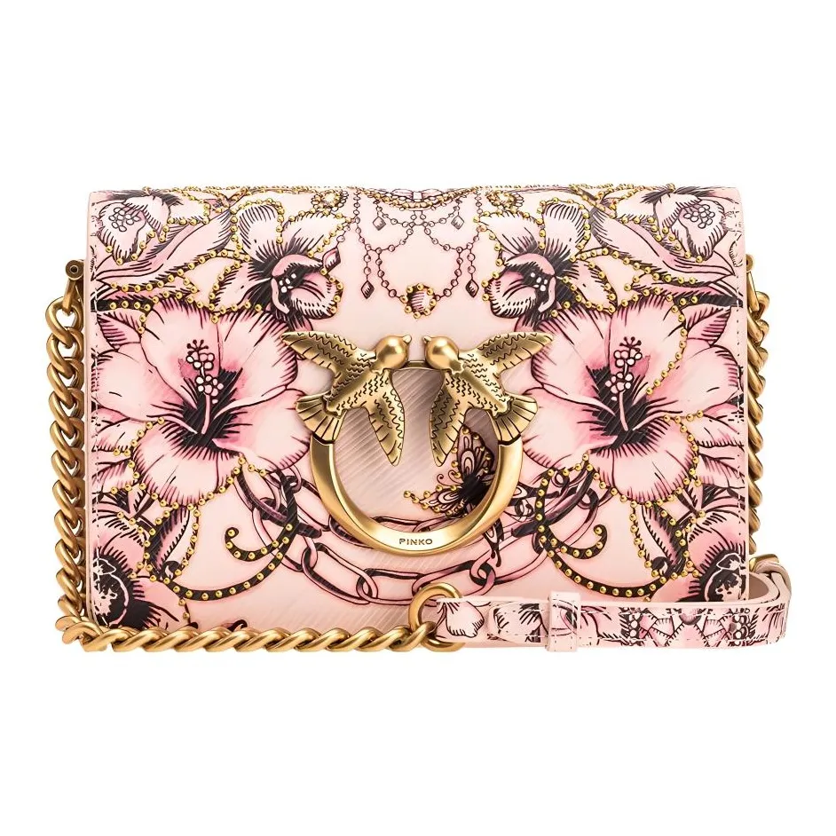 PINKO Cow Leather Shoulder Bag Crossbody Bag Mini Women's Pink