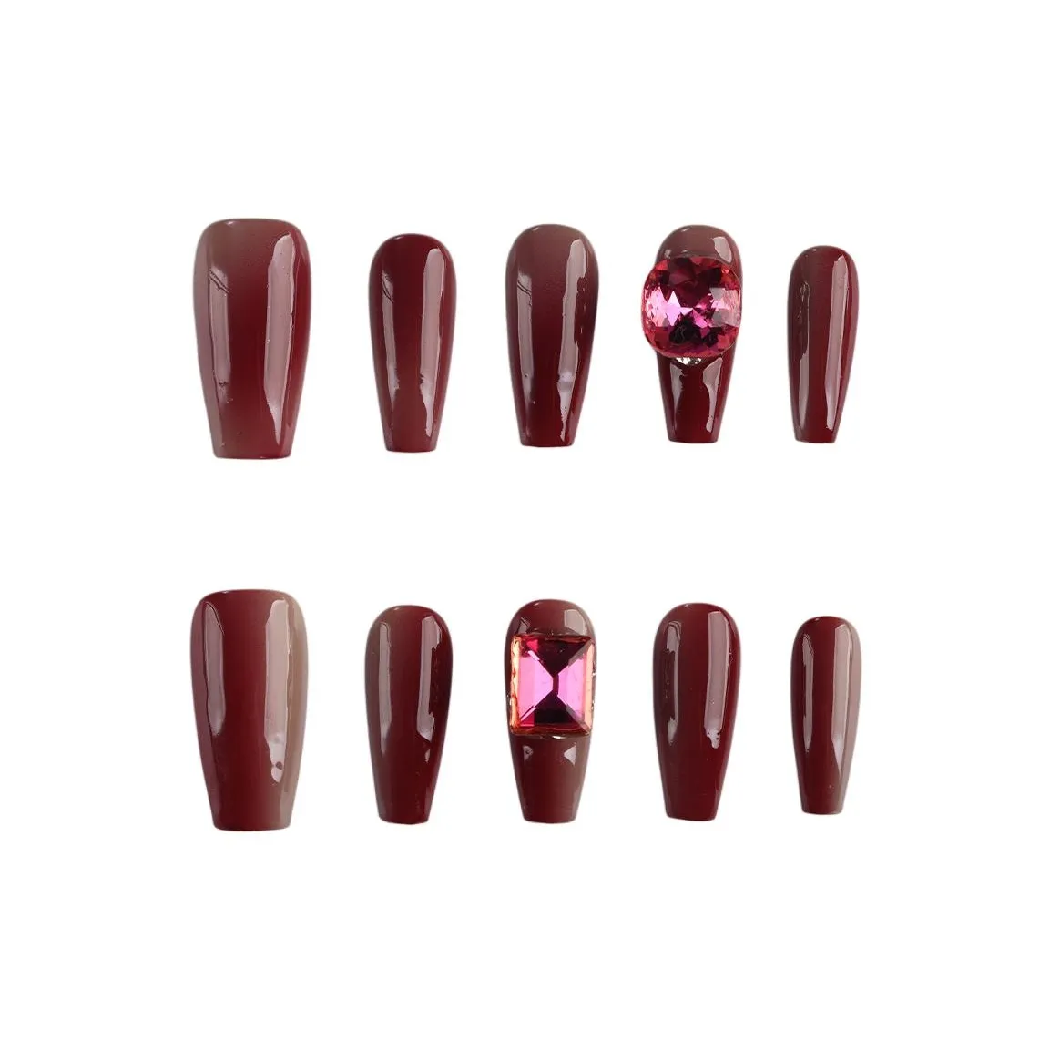 Fanze False Nail Позолоченный Рубин Кошачий глаз Осветляющий Nail Art Длинный Красный Размытый