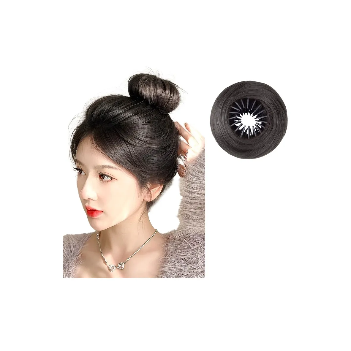 WANWANFENG Птичье гнездо Бун Позиционирование стиля Перука Резинка для волос Белок Волокно Пончо