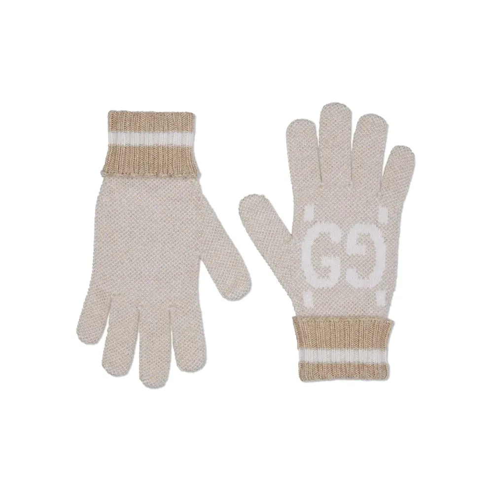 GUCCI Cashmere Knit Gloves Women's Camel