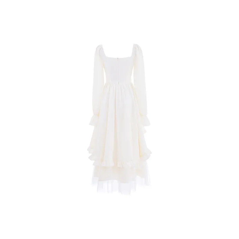 Flowers In Water Long Sleeved Dresses Women's Apricot