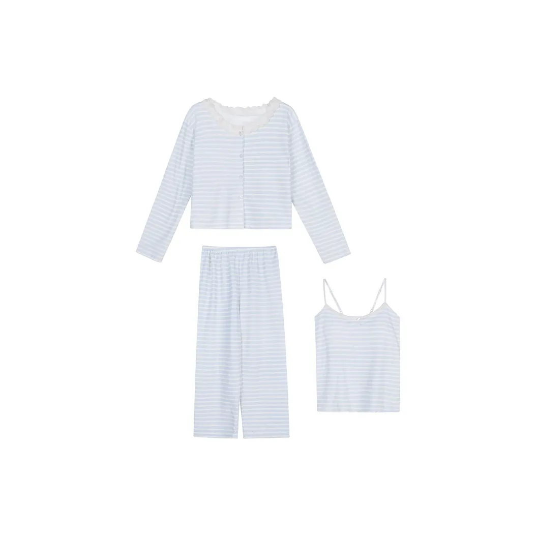 Joycefuuu Bra Комплект Пижама Женский Синий Белый