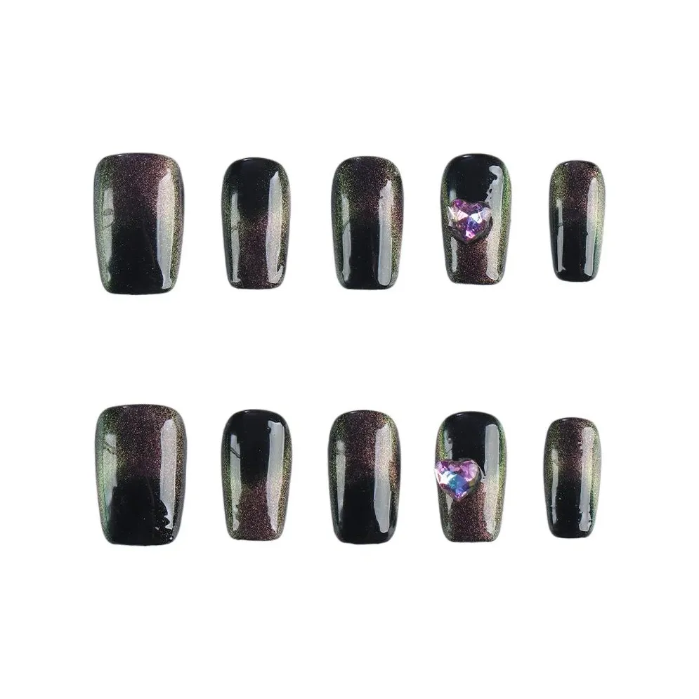 Fanze False Nail Горячая девушка Черный Y2K Будущее Стиль Украшения для ногтей Wear 25 мм Короткий ЛАДЬЕР Черный Смудж