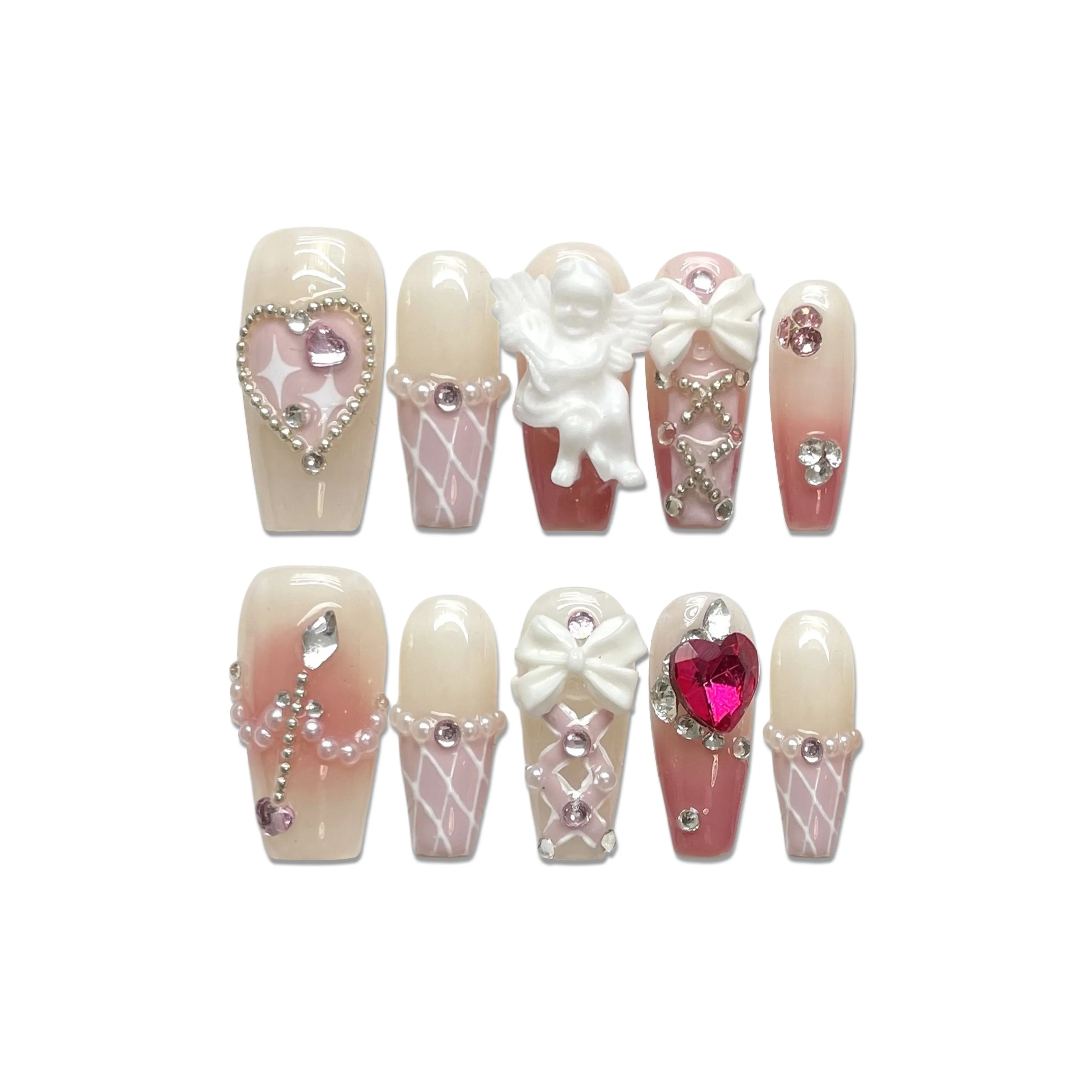 Fanze Балет Лента Весна Любовь GOD 3D-эффект Бант Стеклянные бусины Средний LADDER Розовый Румяна Стойка 25 мм