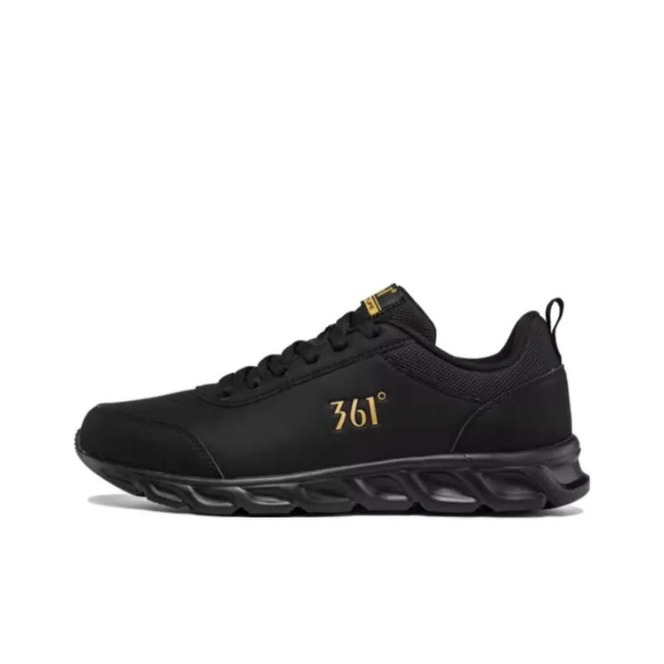 361° Cushioning Breathable Low Top Running Shoes Men's Black Gold