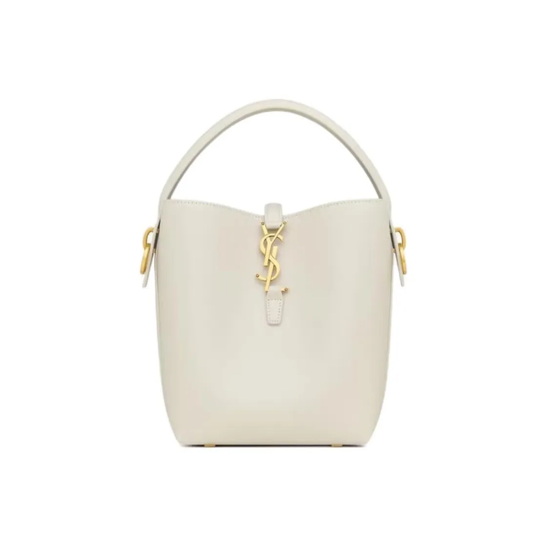 SAINT LAURENT Cow Leather One Shoulder Handbag Trumpets Women's White