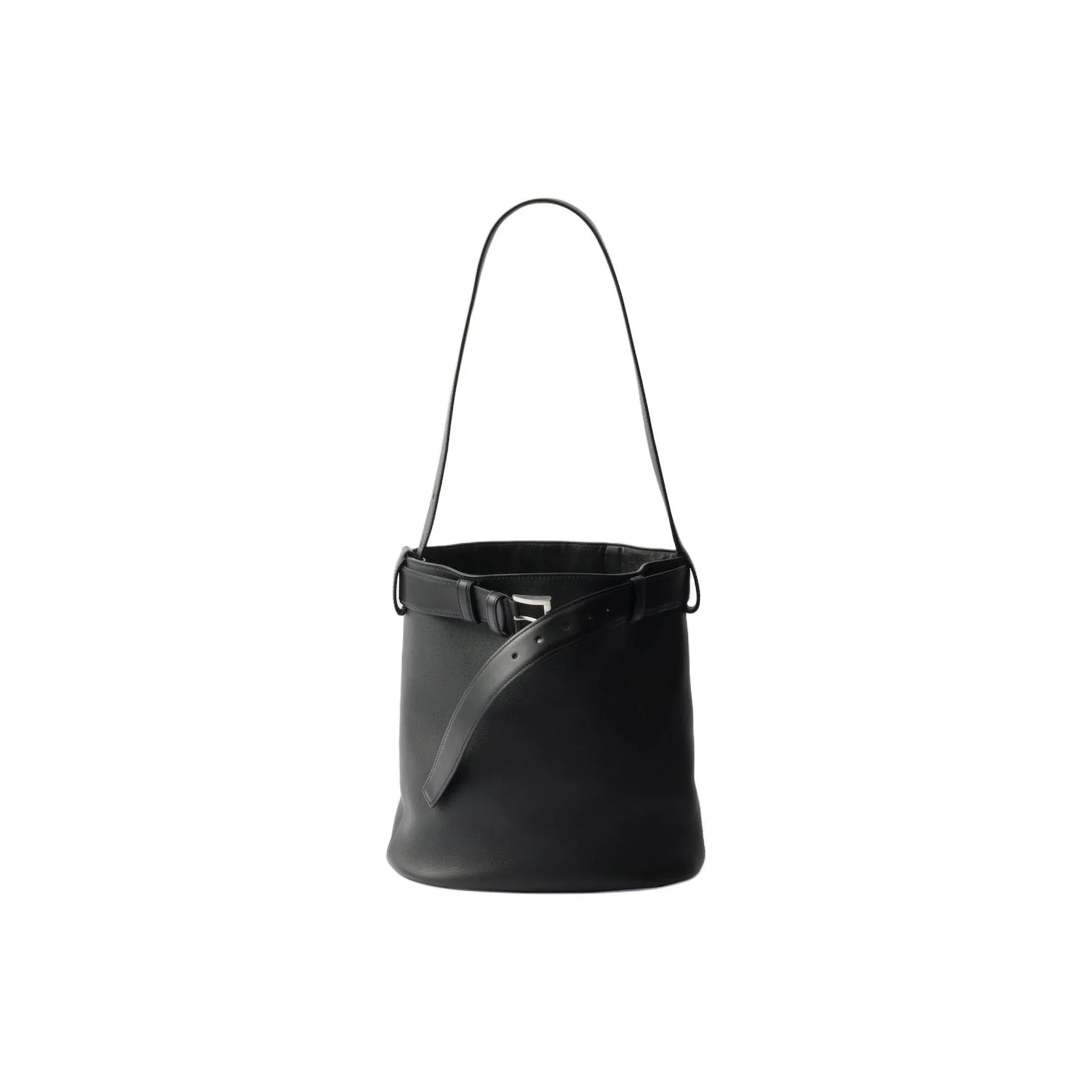 PRADA Calfskin Bucket Bag, Shoulder Bag Women's Black