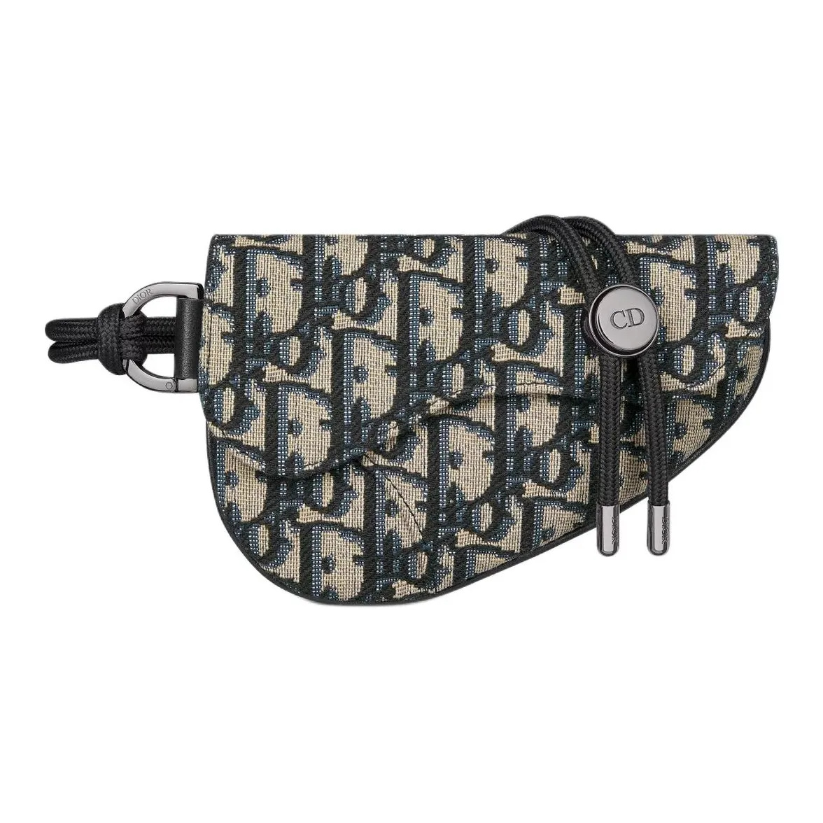 DIOR Saddle Cotton Saddle Bag Earphone Case Unisex Beige & Black
