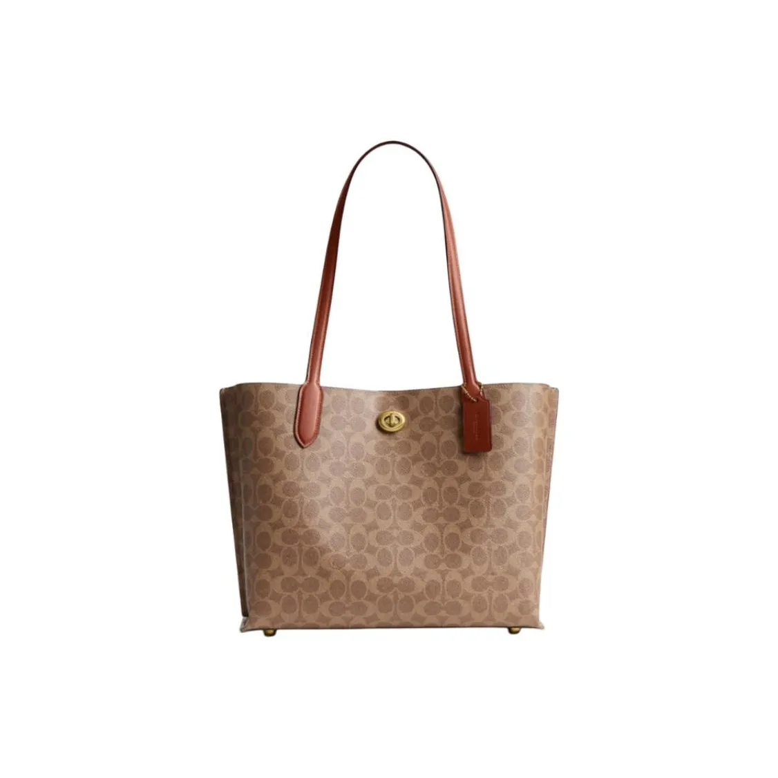 COACH Willow Покрытый холст Тоут Сумка Сумка для покупок Сумка на плечо Большая Женская Коричневая