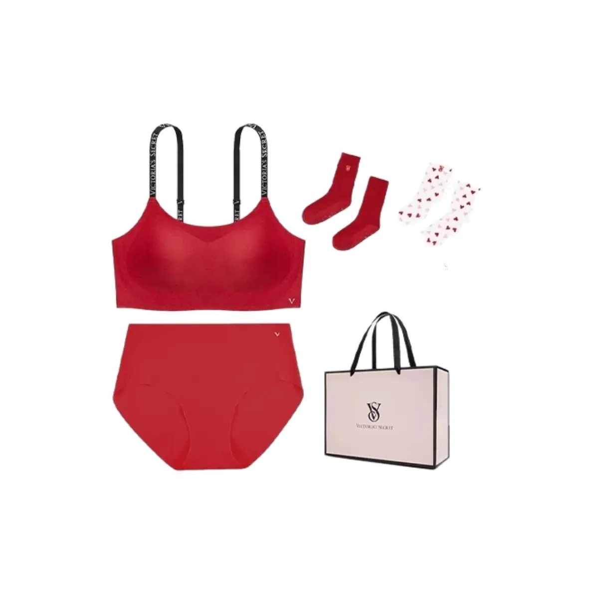 Victoria's Secret Underwear Set Box/Shopping Bag Women's Red