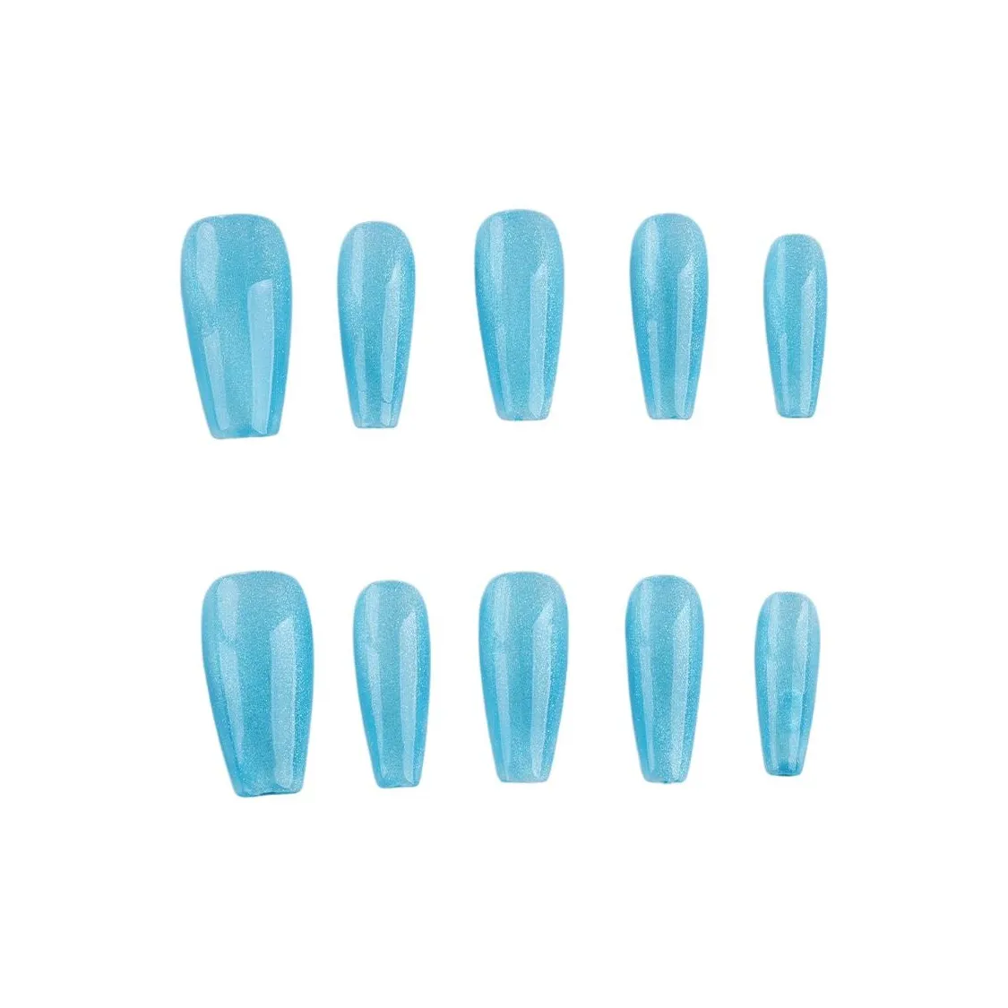 Fanze Лето Синий Капля воды Кошачий глаз Искрящийся Ручная работа False Nail MID Длина (размер в длину) Синий Смужка 30MM