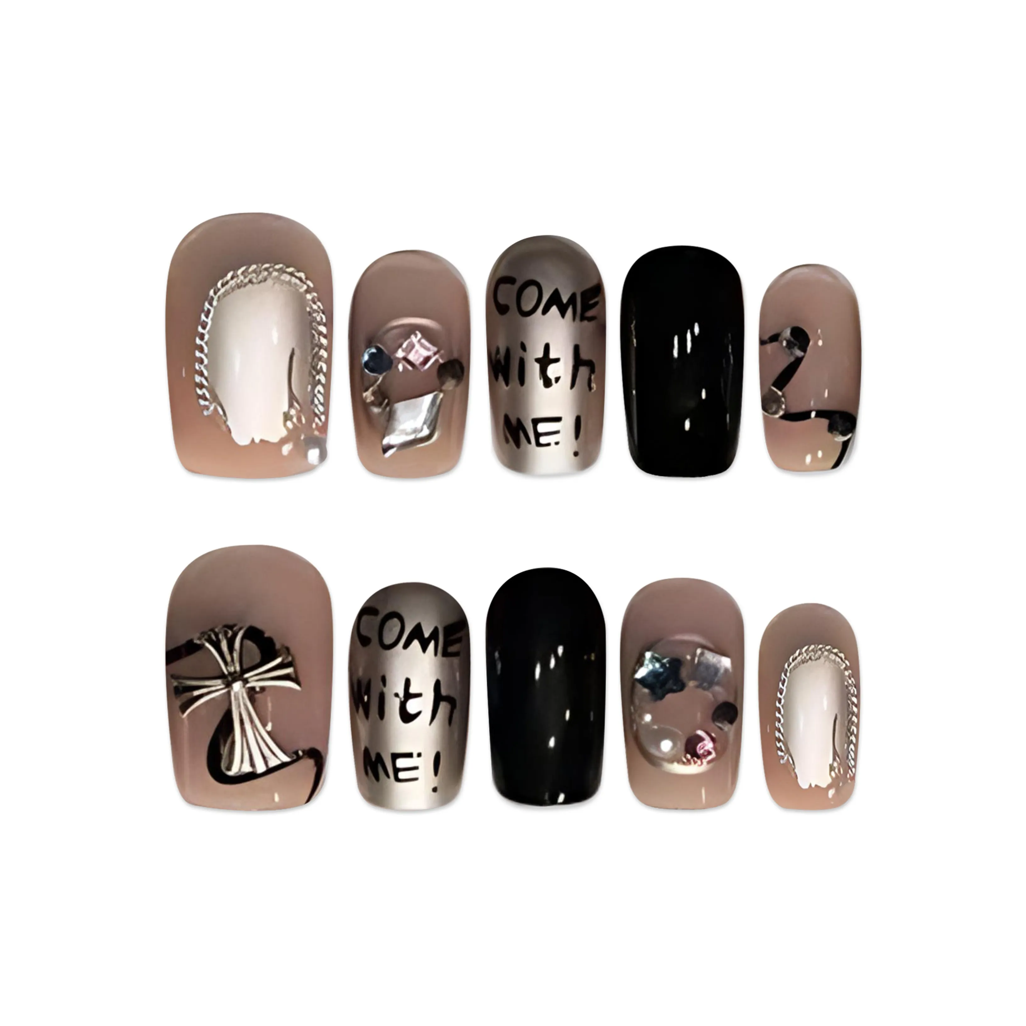 Fanze Городской CHIC Стиль Горячая девушка Премиум Белый Металл LIKE Magic Mirror Короткий LADDER Кофе Smudge 15mm