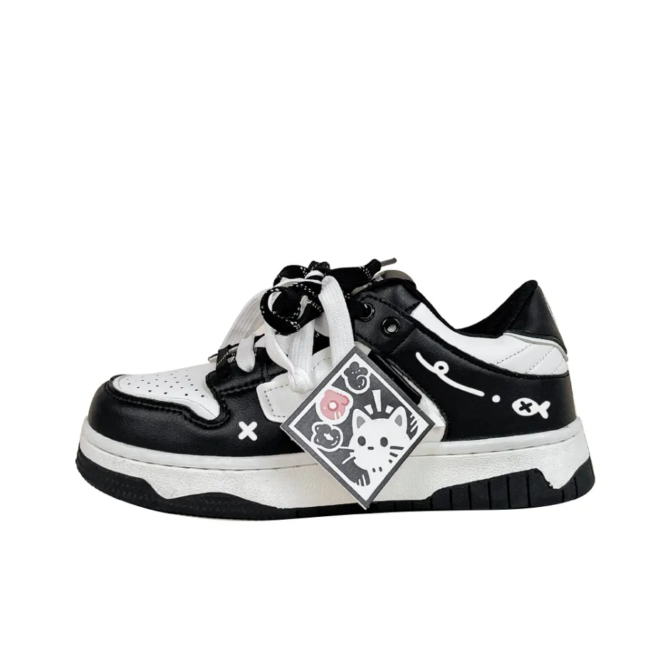 A M Slip-resistant Abrasion-resistant Low-top Скейтборд Кроссовки Женские Белый Черный