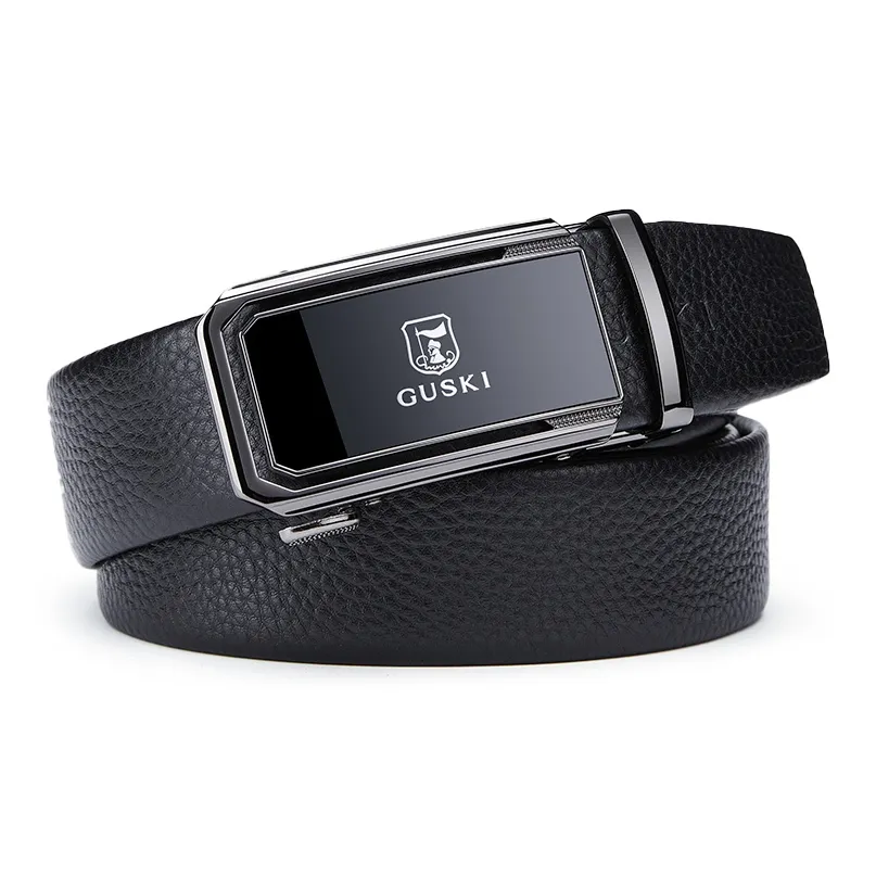 GUSKI Ремешок из коровьей кожи с автоматической застежкой модный и удобный мужской металлический ширина 3,5 см набор в подарочной коробке