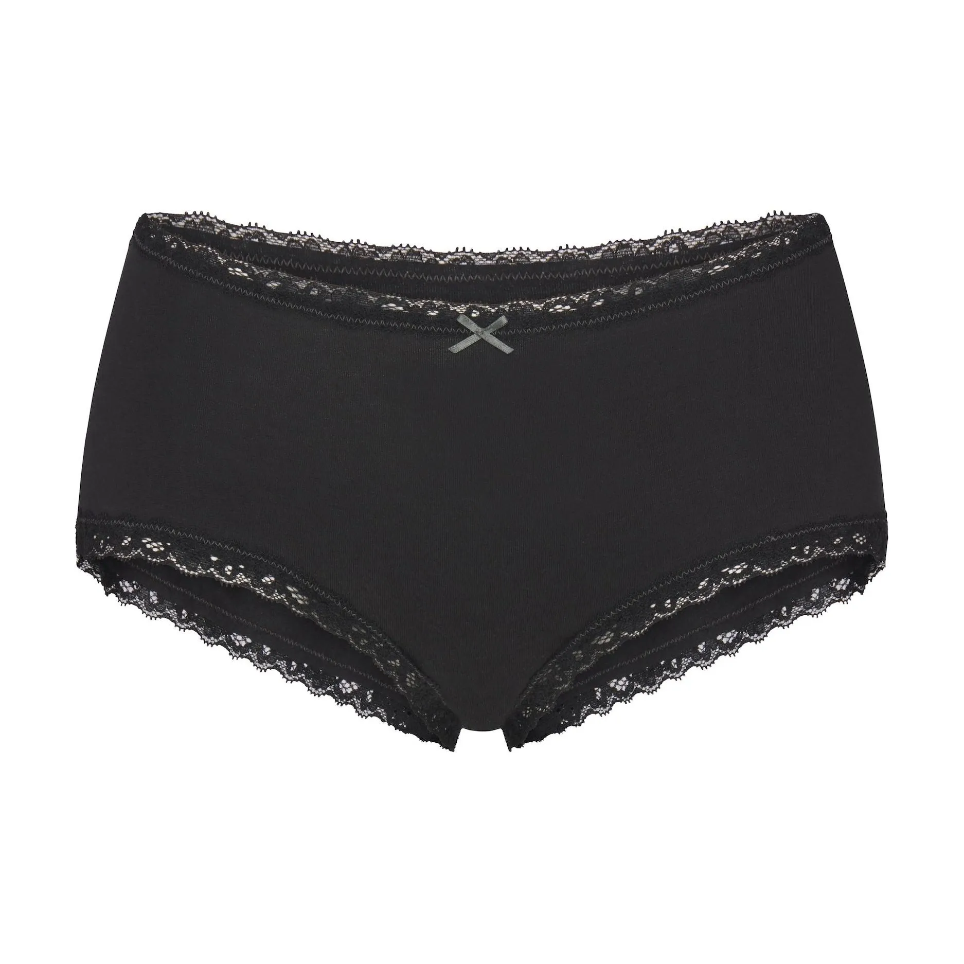 SKIMS SS25 Легкий хлопок Кружево Мальчик Короткий Трусы Женские 1 упаковка SOOT Дымчатый серый