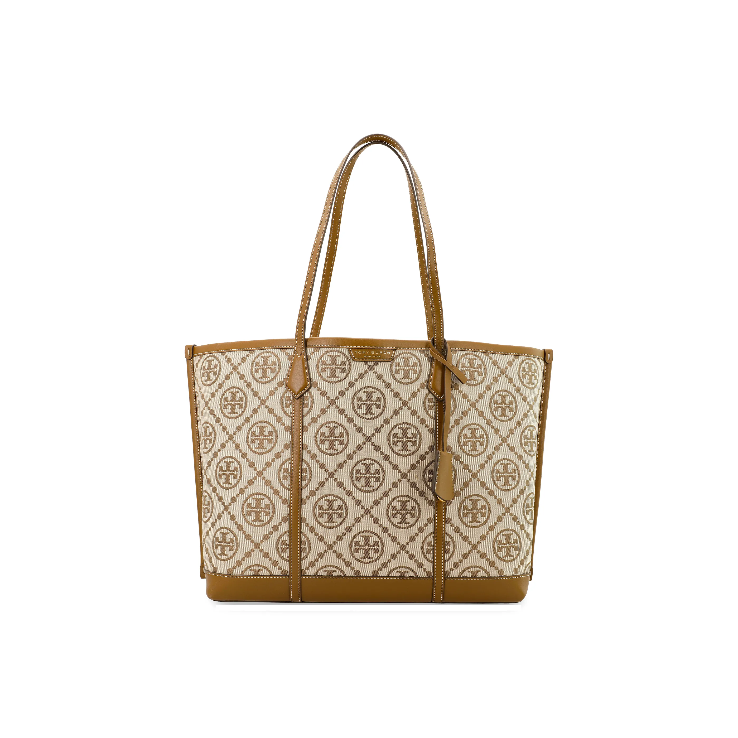 TORY BURCH PerryT Monogram Leather Tote Bag, Shopping Bag, Shoulder Bag, Handbag Regular Women's Brown