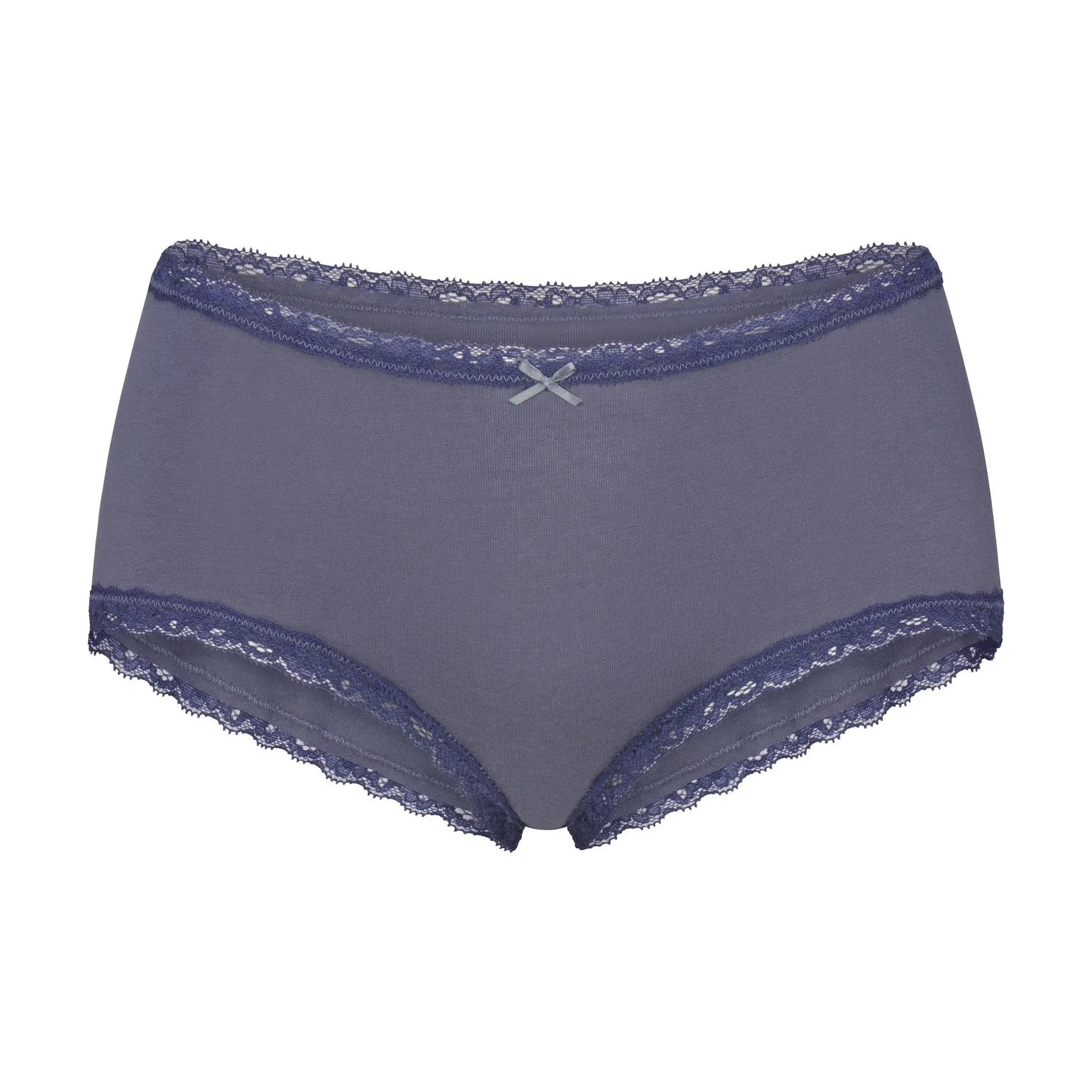 SKIMS SS25 LIGHTWEIGHT COTTON LACE BOY SHORT Underpants Women's 1 Pack STEEL BLUE/Steel Blue