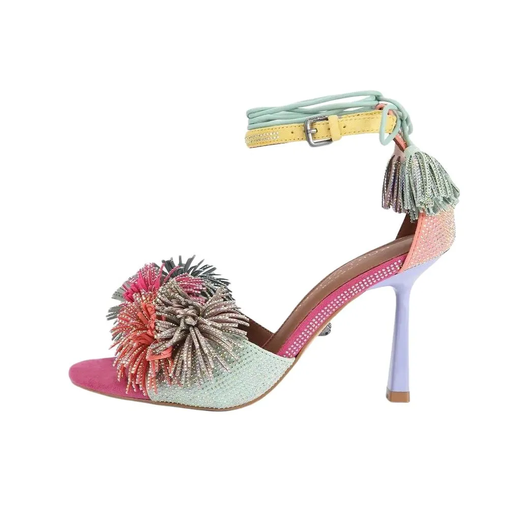 Kurt Geiger London Pom Pom Strap Sandals 7cm Women's Pink