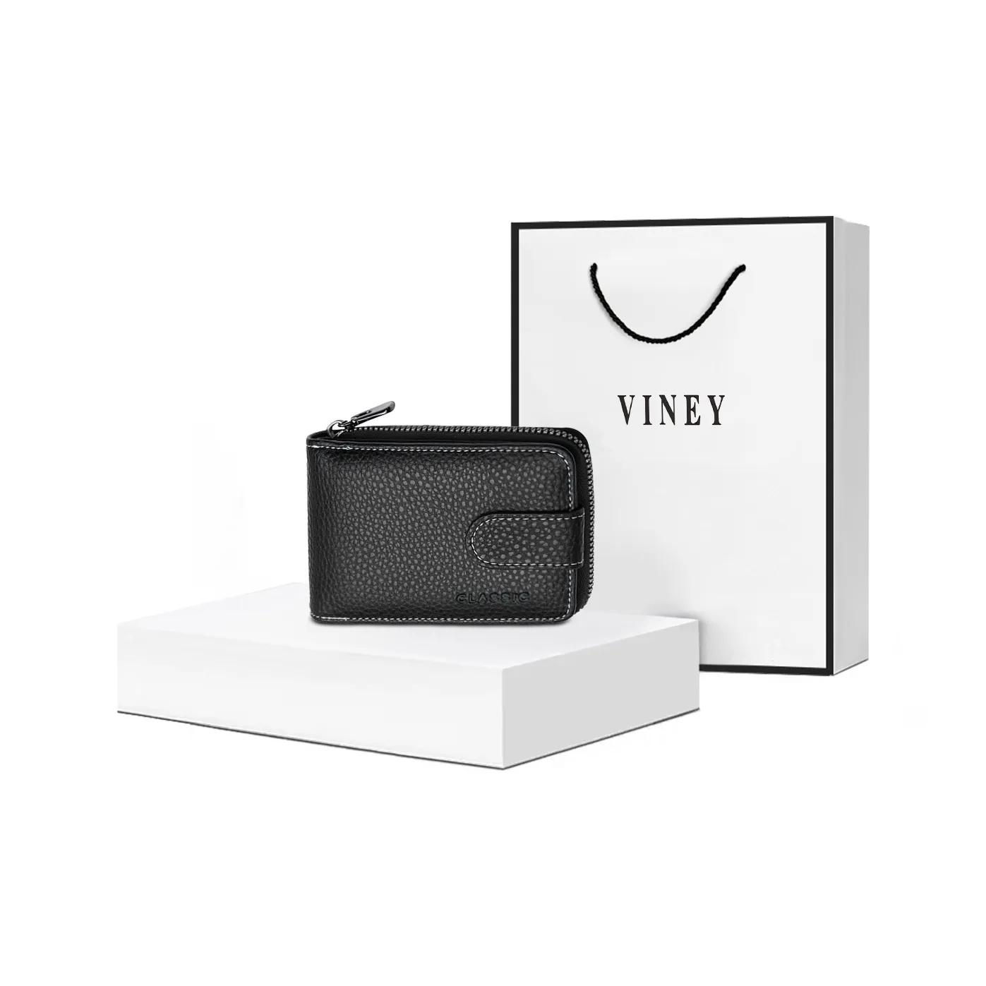 VINEY Коровья кожа Document Wallet Держатель удостоверения мешок для хранения с встроенным держателем для водительских прав маленький унисекс черный
