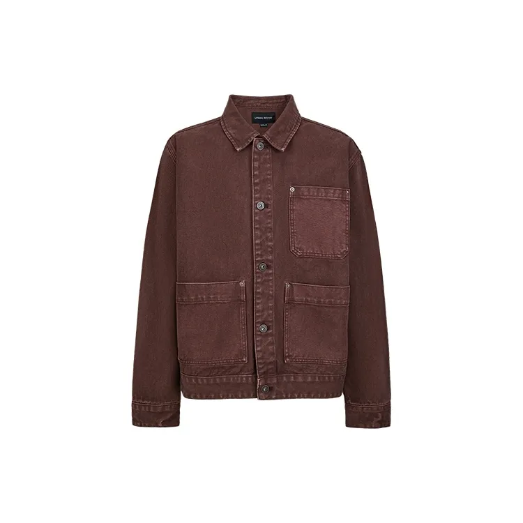 URBAN REVIVO Denim Jacket Men's Red Brown