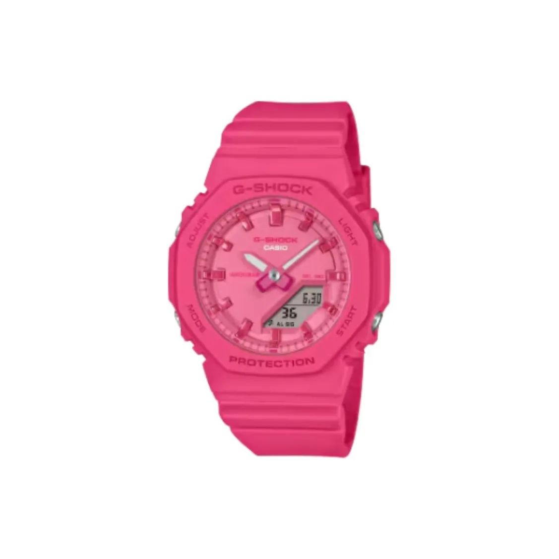 CASIO 2100 Series Кварцевый механизм Смольный ремешок Часы унисекс Розовый циферблат