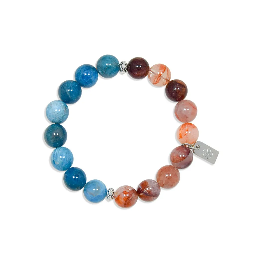 AWE Titanium Steel Faux Crystal Super Seven Strawberry Quartz Bracelet Attracts Peach Blossom Unisex