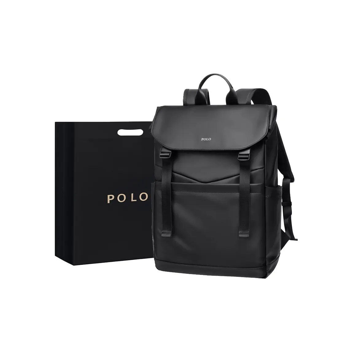 POLO Fabric 17.3 Double Shoulder Backpack For Men University Student Backpack Backpack Large Size Men's Black