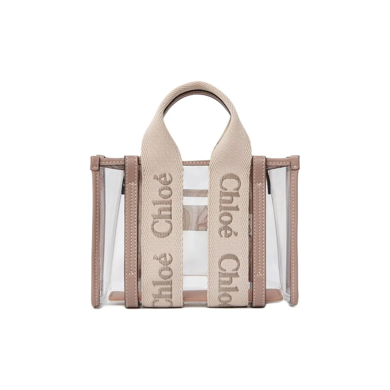 Chloe Woody Thermoplastic Polyurethane Tote Bag Shopping Bag Shoulder Bags Handbags Mini Women's Light Pink