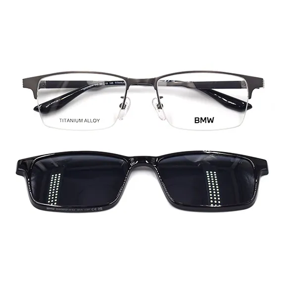 BMW Titanium Rectangular Eyeglass Frames Men's