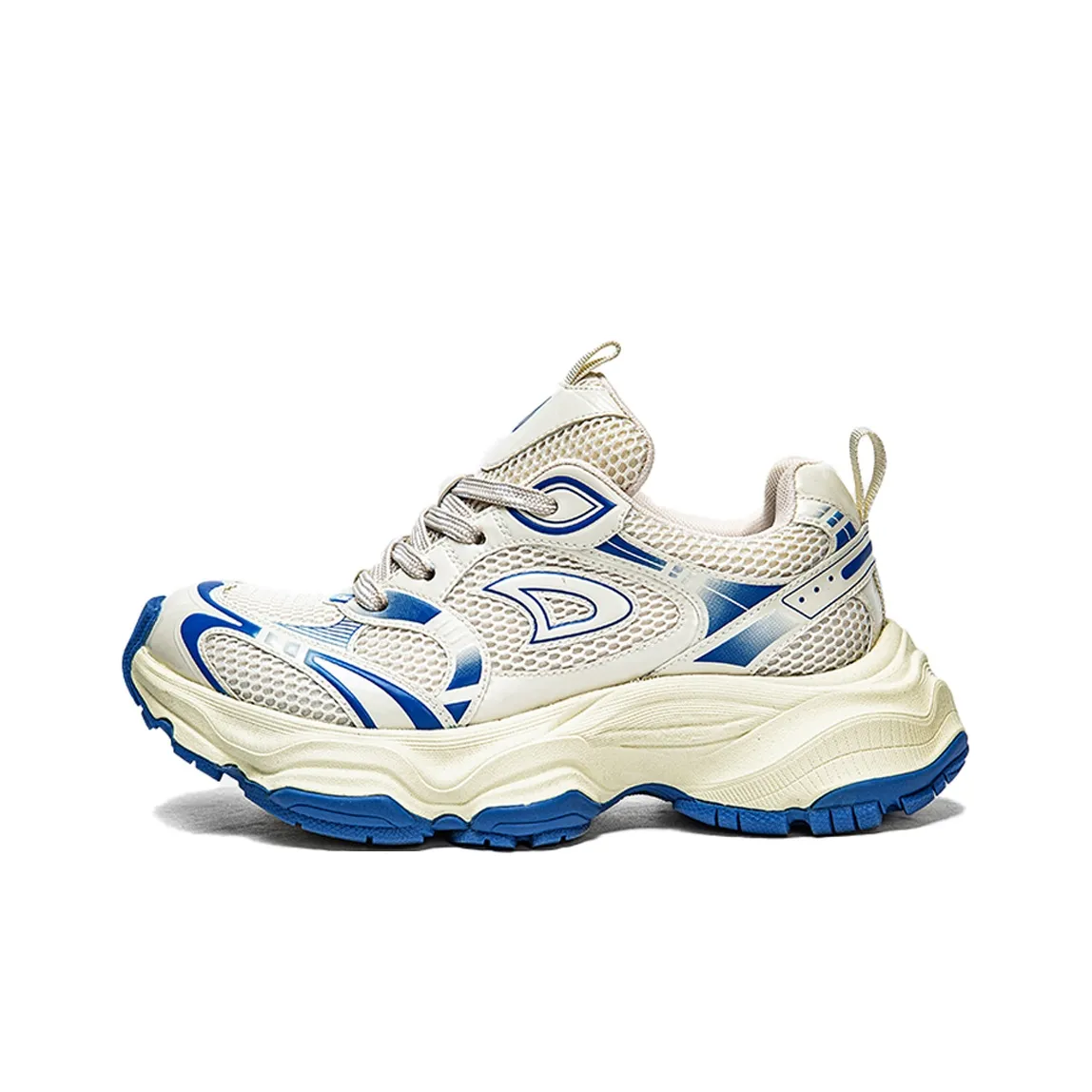 NAUTICA Slip Resistant, Abrasion Resistant, Breathable, Height Increasing Low Top Chunky Sneakers Unisex White Blue
