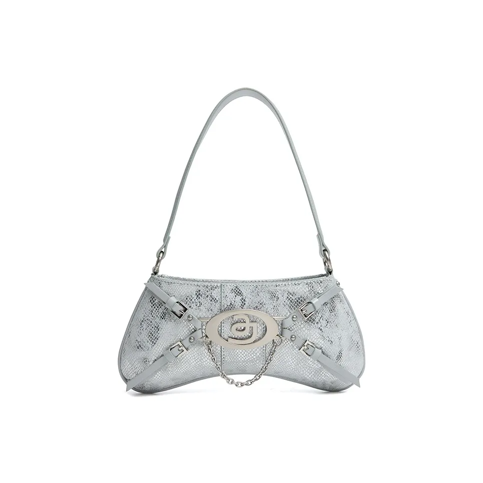 JACD ПУ (полиуретан) Сумка через плечо Женская Cyber Silver Soft Pink Змеиная кожа с принтом