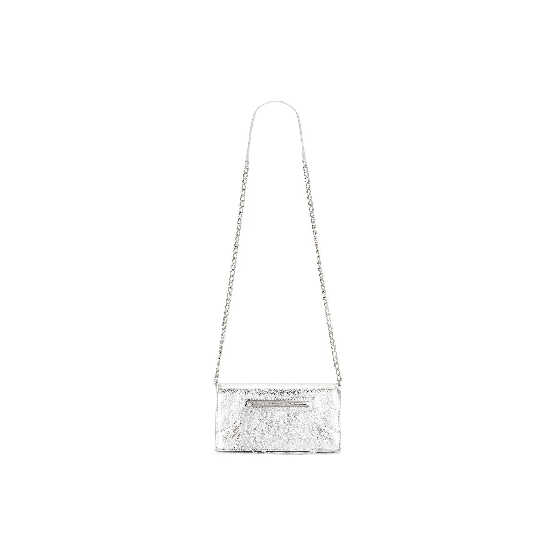 Balenciaga Zip Detailed Metallic Crossbody Bag