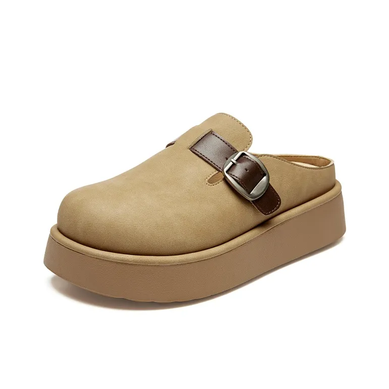 JOSINY Abrasion-Resistant Slip-Resistant Wrap-toe Slippers Women's Camel
