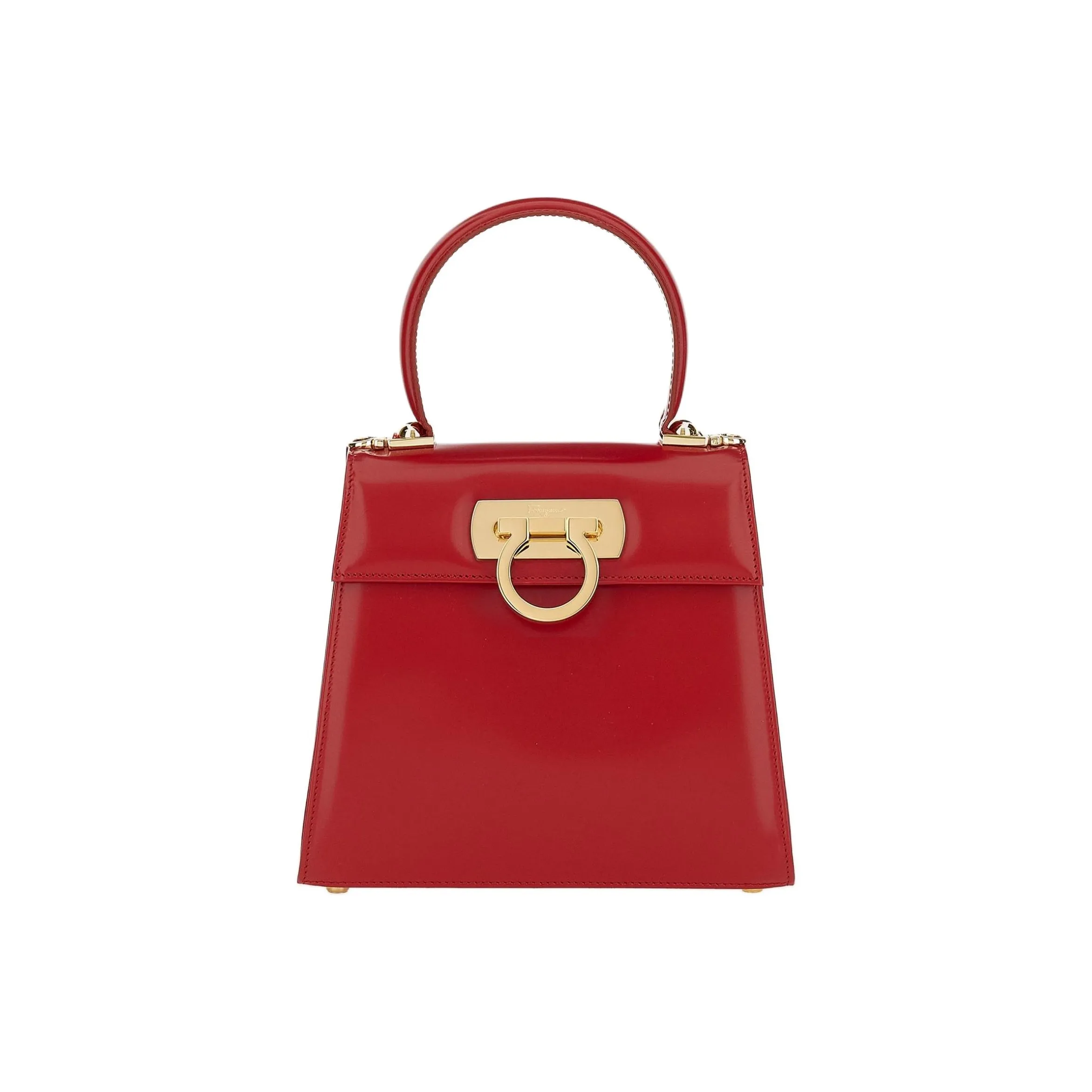 FERRAGAMO Calfskin Shoulder Bag, Crossbody Bag, Handbag Trumpets Women's True Red
