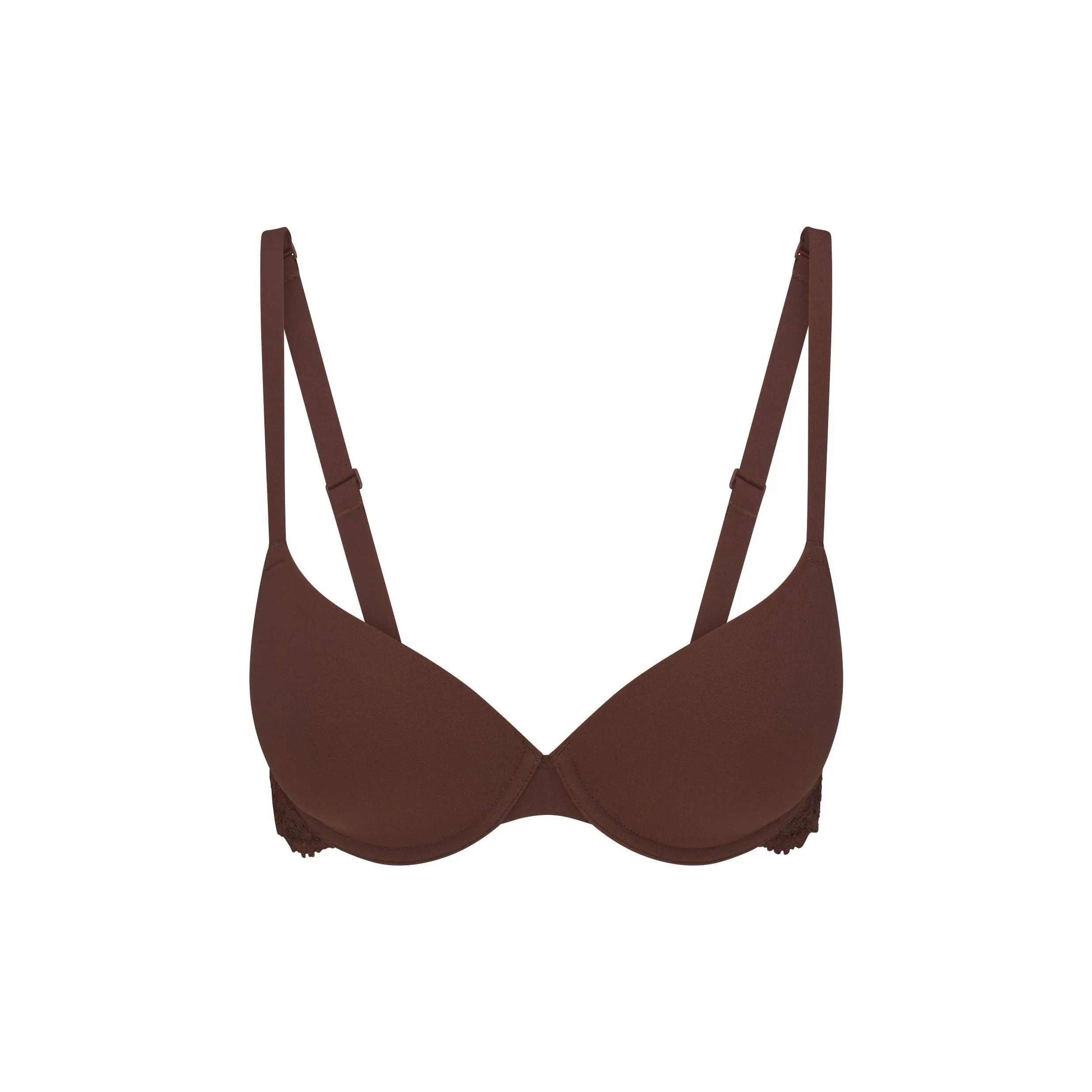 SKIMS SS25 Подходит всем Кружево Панель T Рубашка Бюстгальтер Женский 1 упаковка Какао Какао