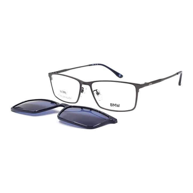 BMW Titanium Rectangular Оправы для очков Мужские Серый Темно-синий