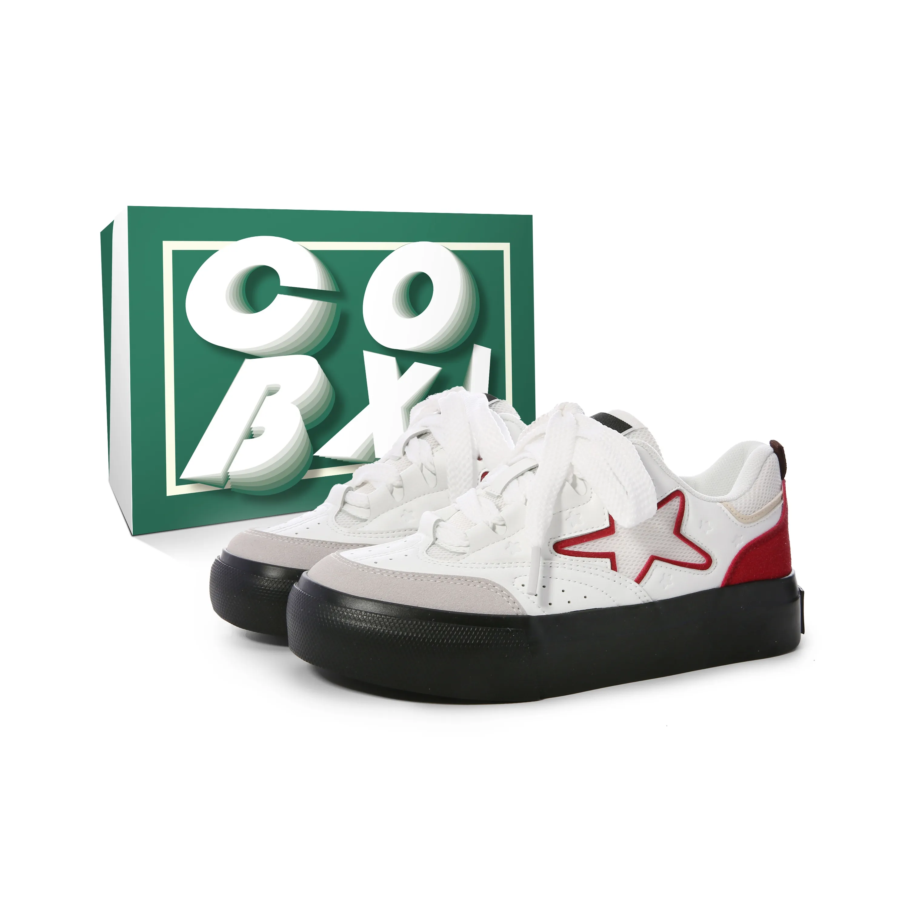 Cob Durable Lightweight And Breathable Low-Top Skateboard Shoes Women's White Red