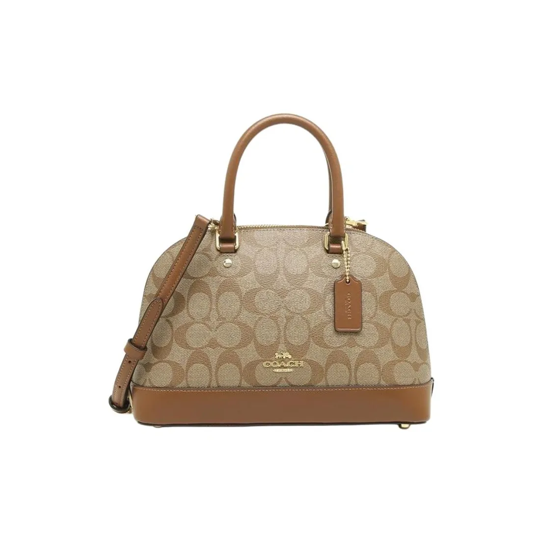 COACH Sierra Leather Dome Bag, Handbag, Shoulder Bag, Crossbody Bag Regular Women's Brown