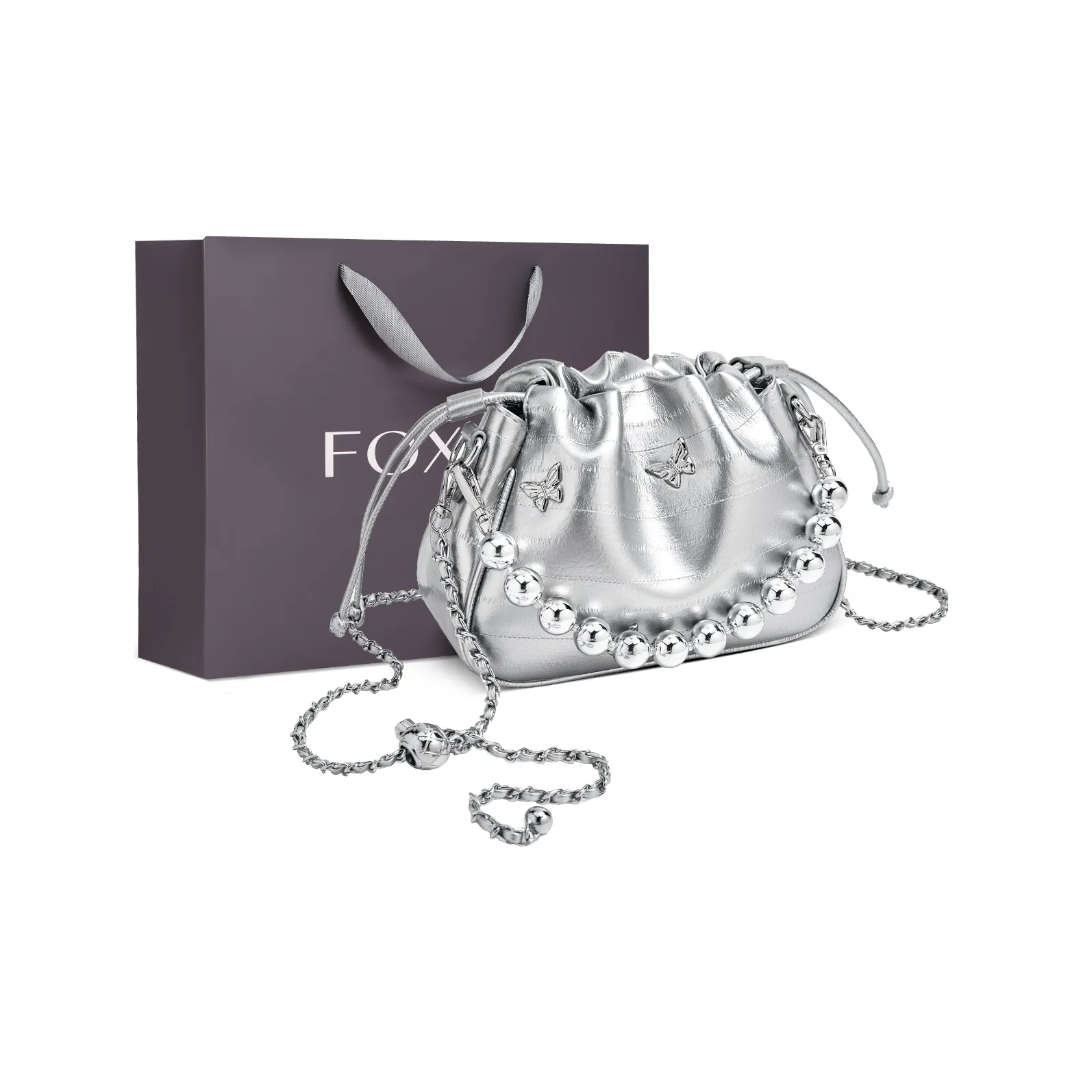 FOXER Синтетическая кожа Мода Сумка через плечо Стандартная Женская Серебряный Черный