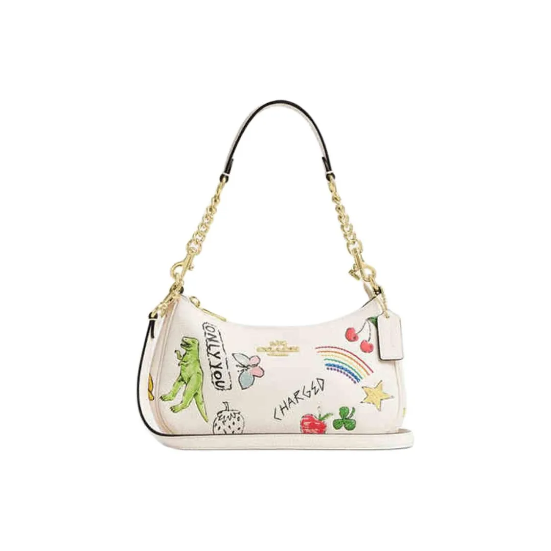 COACH Teri Cow Leather Shoulder Bag Small Size Women's Chalk White