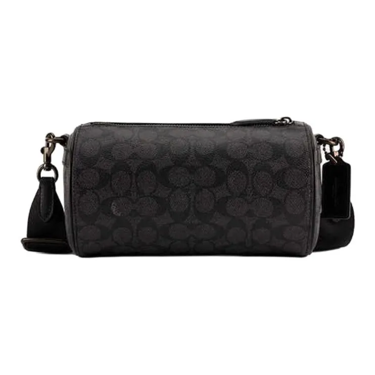COACH Barrel Artificial Leather Crossbody Bag, Shoulder Bag Trumpets Men's Charcoal Gray