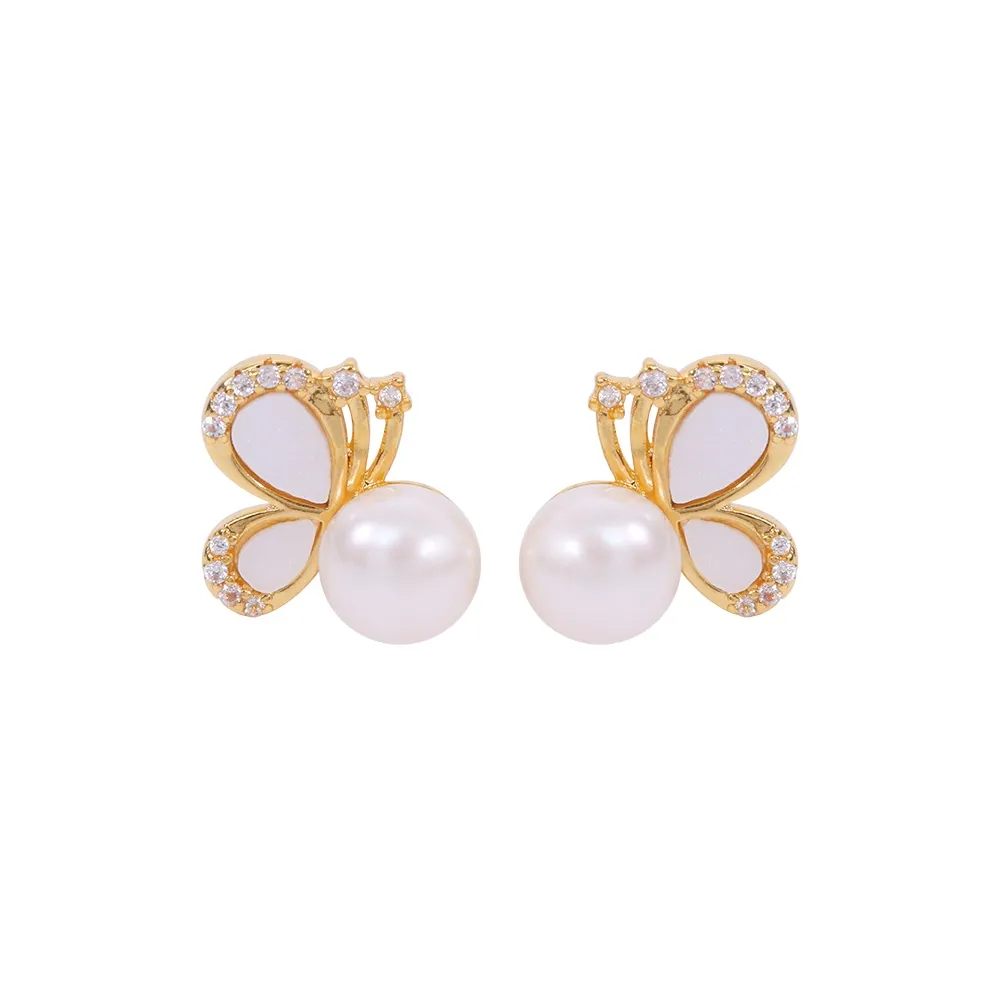 ZHENZHUAOMI Pearl Stud Earrings Women's