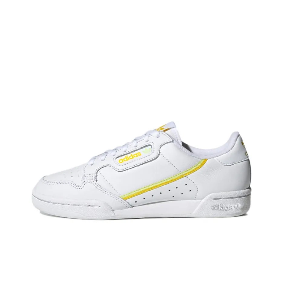 Adidas Originals Continental 80 Устойчивые к истиранию Низкие Кроссовки для скейтбординга Женские Белые Желтые