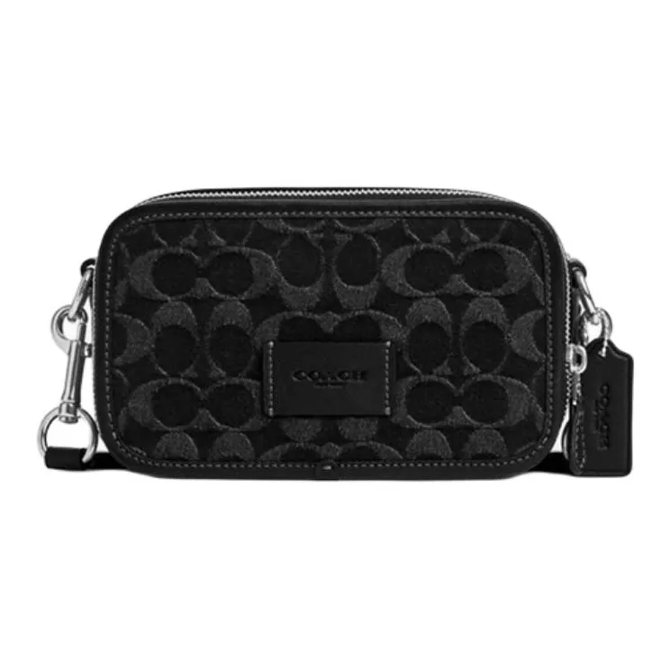 COACH Сумка через плечо из ткани с коровьей кожей маленькая мужская черная