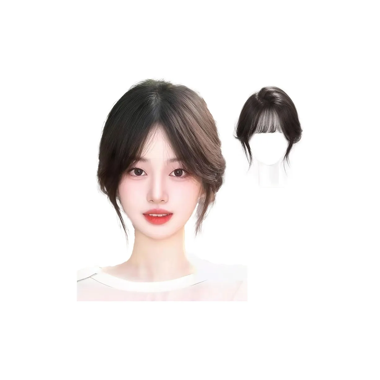 WANWANFENG Натуральный Атмосферный Парик с Bangs