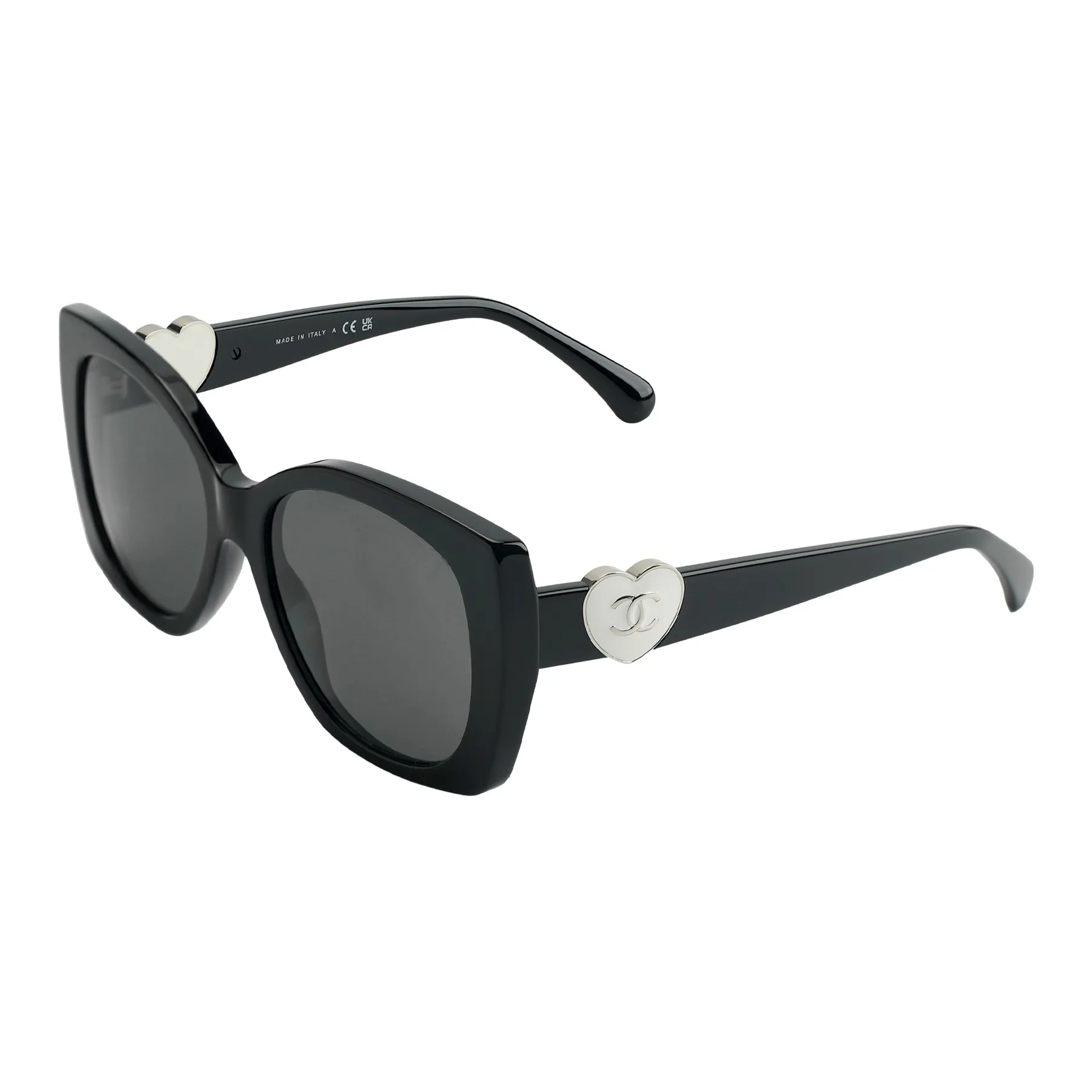 CHANEL Acetate Butterfly Sunglasses Women's Black