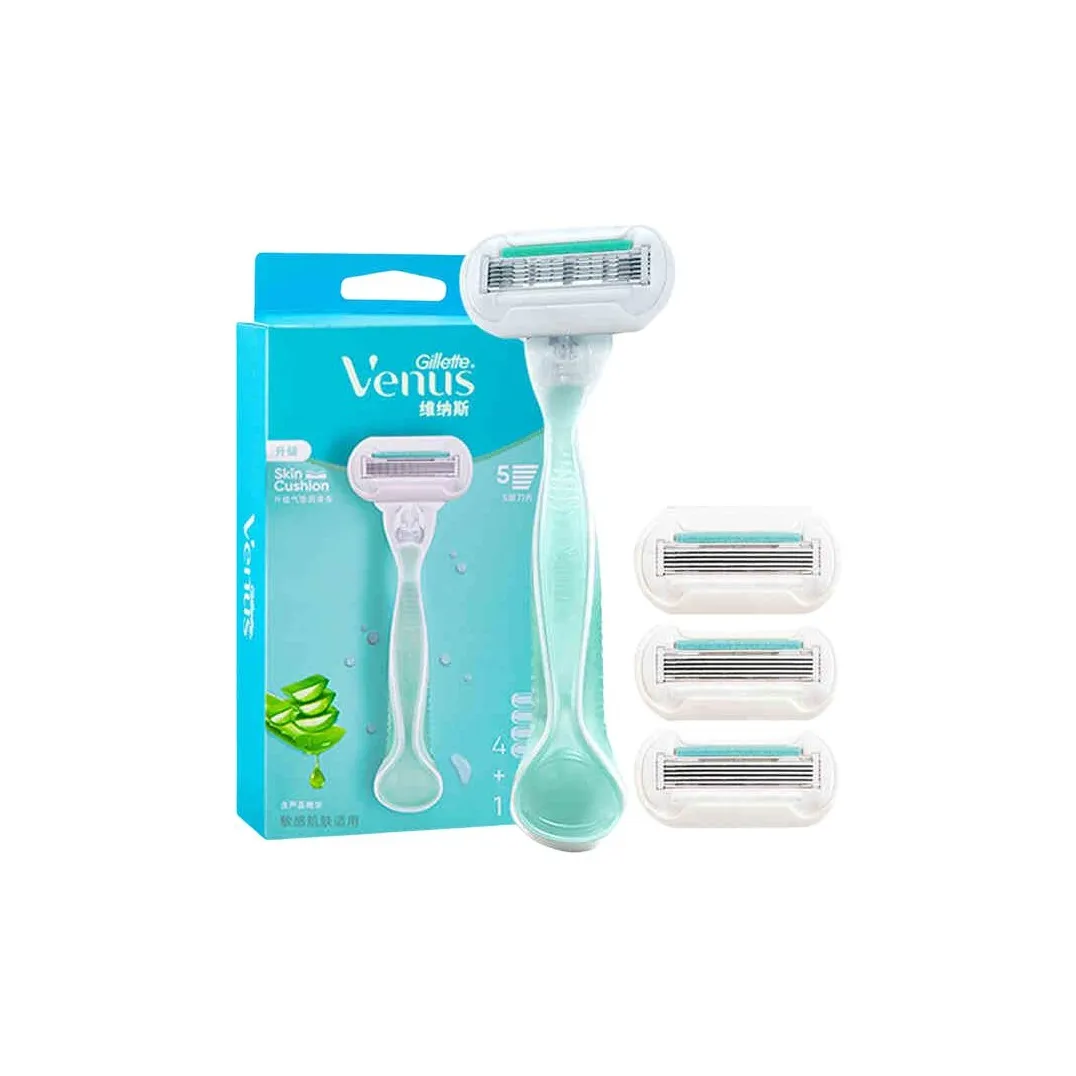 Gillette Алоэ Вера Удаление Волос Лезвие Глубокая Очистка Пять Штук Набор