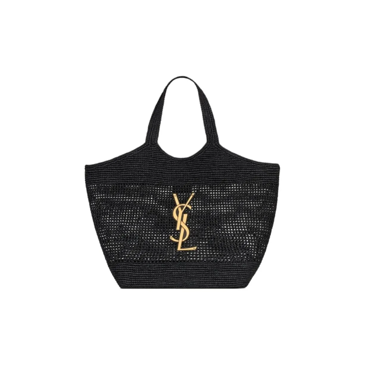 SAINT LAURENT Raffia Tote Bag, Shopping Bag, Handbag Large Size Women's Black