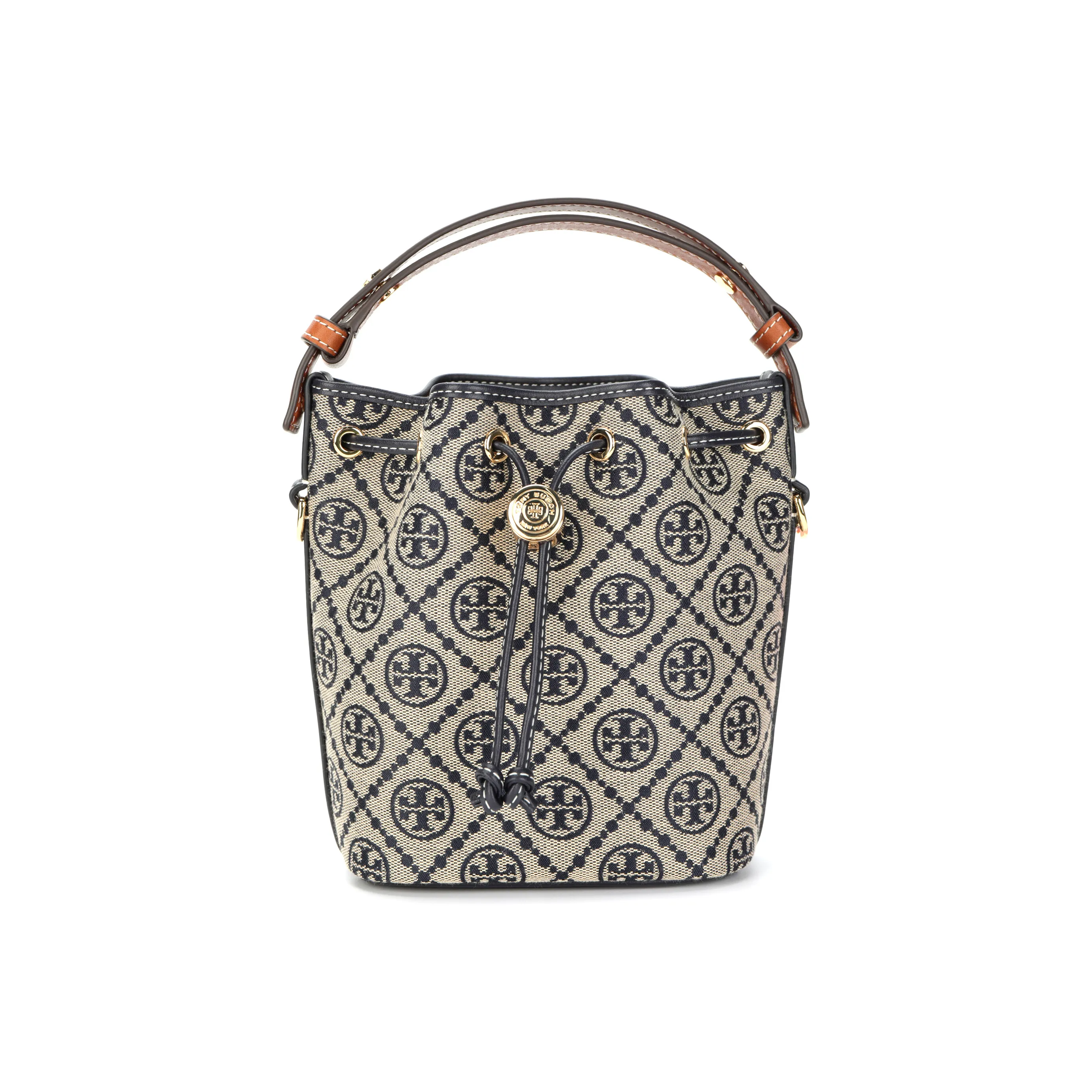 TORY BURCH T Monogram Mini Bucket Bag Navy